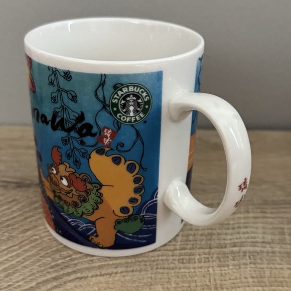 Starbucks Mug 2016 Okinawa Coffee Tea Collector Fu Dog Shisa Lion Flowers - Picture 5 of 9